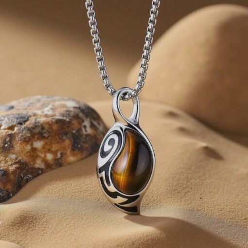 Tribal Shield Pendant in Tiger's Eye