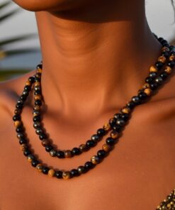 3 Protection Necklace in Hematite, Obsidian & Tiger Eye