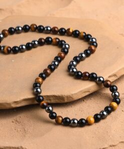 3 Protection Necklace in Hematite, Obsidian & Tiger Eye
