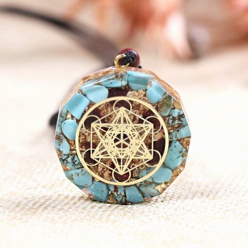 Metatron Orgonite Pendant in Turquoise