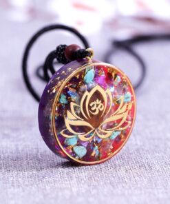 Turquoise & Tiger Eye 'Lotus-Om' Orgonite Pendant
