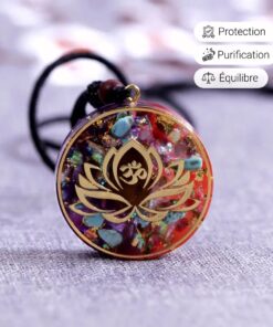 Turquoise & Tiger Eye 'Lotus-Om' Orgonite Pendant