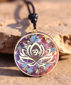 Turquoise & Tiger Eye 'Lotus-Om' Orgonite Pendant