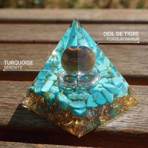 Turquoise & Tiger Eye "Magic Sun" Orgonite - Spiritual Healing Energy Stone
