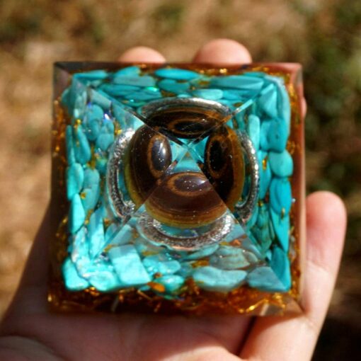 Turquoise & Tiger Eye "Magic Sun" Orgonite - Spiritual Healing Energy Stone