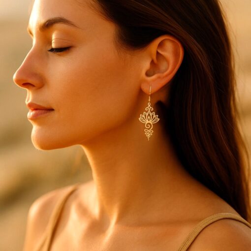 Lotus Unalome Earrings