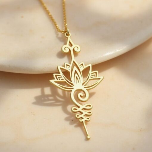 Unalome Lotus Pendant - Spiritual Jewelry for Mindfulness and Balance