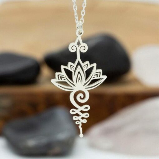 Unalome Lotus Pendant - Spiritual Jewelry for Mindfulness and Balance